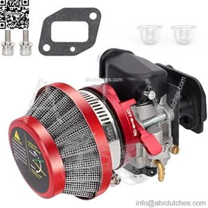 15mm Carburetor Upgrade Kit Air Filter Set Compatible with 2 Stroke 43cc 47cc 49cc Standup Gas Scooter ATV Quad Pocket Bike XG-550 BladeZ Moby X Red