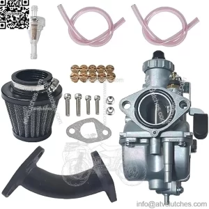 VM22 Carburetor w/Curved Manifold 38mm air filter kit fit for Predator 212cc GX200 Coleman CT200U BT200X Mini bike Engine KT196 Go kart Black