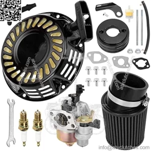 Pull Recoil Start Carburetor Filter Adapter Kit for Predator 212cc 196cc 6.5hp Coleman BT200X CT200U Trail CT200U-EX Baja MB165 MB200 Hammerhead 80T TrailMaster Mini Bike Go Kart