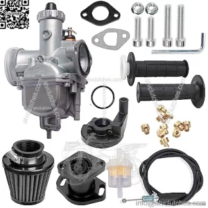 VM22 Carburetor Predator 212CC 196cc CT200U KT196 Moto Mini Bike Race and Go Kart 6.5HP Baja Warrior Heat - Includes MB165 MB200 Air Filter Kit & Cable Accelerator Throttle Control Handle (black)