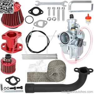 VM22 Carburetor Air Filter Exhaust Header Pipe Kit for Predator 212cc Coleman CT200U BT200X CT200U-EX Baja Warrior Trailmaster MB200 GX160 196cc 6.5hp Small Engine Mini Bike Go Kart Parts