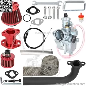 VM22 Carburetor Air Filter Exhaust Header Pipe Kit for Predator 212cc 196cc 6.5hp Coleman CT200U BT200X CT200U-EX Baja Warrior Trailmaster MB200 GX160 Small Engine Mini Bike Go Kart Parts