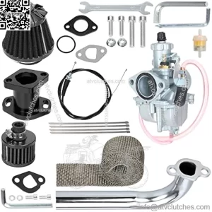 Upgraded VM22 Carburetor Air Filter Exhaust Header Pipe Kit for Predator 212cc 196cc 6.5hp Coleman CT200U BT200X CT200U-EX GX160 GX200 Small Engine Baja Warrior MB200 Mini Bike Go Kart Parts