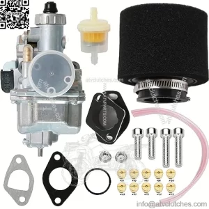 VM22 Racing Performance Mikuni Carburetor Carb Mainfold Intake Pipe Air Filter Fit for Predator 212cc GX160 Honda GX200 CT200U 196cc KT196 Clones Go Kart Mini Bike Race Kart(black)
