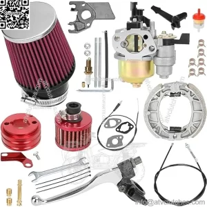 Carburetor 62mm Air Filter Handle Brake Lever Drum Brake Cable CG125 Shoes Kit for Predator 212cc 196cc 6.5hp Clone Engine Coleman CT200U BT200X GX160 GX200 Baja Warrior MB200 Mini Bike Parts