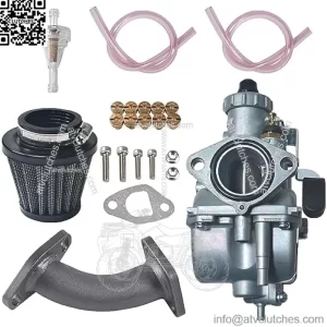 VM22 Carburetor w/Curved Manifold 38mm air filter kit fit for Predator 212cc GX200 Coleman CT200U BT200X Mini bike Engine KT196 Go kart Silver