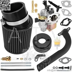 Upgrade Carburetor Filter Jet Adapter Exhaust Pipe Stage 2 Kit for Non Hemi Predator 212cc 196cc 6.5Hp Clone GX160 GX200 CT200U-ex Baja Warrior MB200 Mini Bike Go Kart Engine KT196 Black