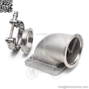 T3/4 stainless steel 90?? exhaust pipe elbow 2.5 inches turbocharger flange and V-clamp hose clamp