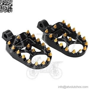 MX Offroad Wide Foot Pegs Footrest Golden Spike Chopper Bobber Pedals for Dyna Street Bob Sportster 883 Softail Fatboy Touring Street Glide, Black Gold