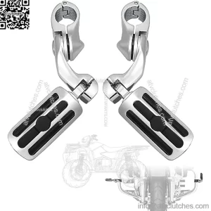 1.25" Highway Footpegs,Short Angled Adjustable Highway Pegs w/Mounts for Harley Touring Street Glide Electra Glide Road King Softail CVO Dyna Trike Sportster w/1-1/4" Engine Guard,Chrome#1