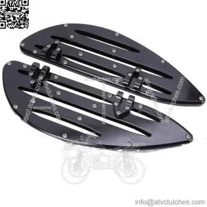 Pair CNC Front Driver Stretched Floorboard Black fit for Touring Softail Dyna