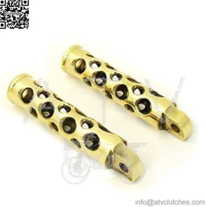 Brass Swiss Cheese Hole Shot Foot Peg Set Pair Male Mount Harley Chopper Bobber (For: Harley-Davidson)