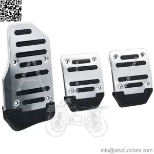 3Pc Non-Slip Manual Gas Brake Foot Pedal Pad Cover Car Accessories Parts Silver (For: More than one vehicle)