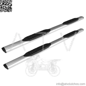 5in Textured Aluminum Oval Running Boards Steps for Select New Body Double Cab (For: More than one vehicle)