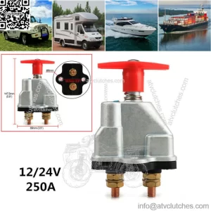 12/24V 250A Battery Isolator Disconnect Cut Off Kill Switch with Key Car Boat RV