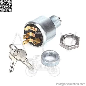 Golf Cart Ignition Switch for EZGO 1968-up with Factory Lights Gas & Electric, 3-Way 4-Terminal with 2 Standard Keys, OEM# 33639-G01 33639G01