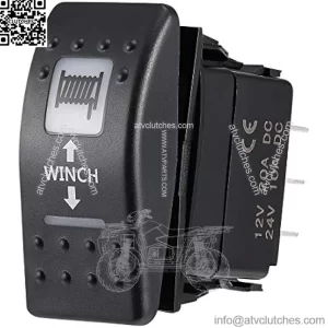 KEMIMOTO 7Pin Winch Rocker Switch Momentary UTV Rocker Switch Compatible with Polaris RZR Ranger Can-am White Led Light, 20 Amp/12V, Toggle Winch in/Out