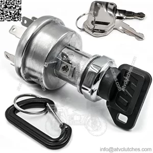 Ignition Switch fits John Deere Compact Utility Tractors: 3120 3203 3320 3520 3720 4105 4120 4210 4310 4320 4410 4510 4520 4610 4710 4720 + Upgraded Umbrella Key, 2 Spare Keys & Carabiner