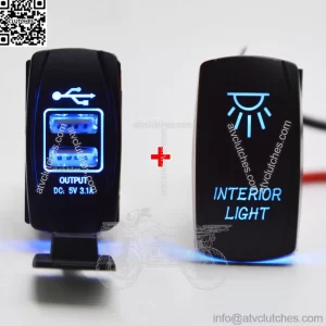 OUTPUT 5V 3.1A USB Power Charger+"INTERIOR LIGHT" UTV Dash Rocker Toggle Switch (For: More than one vehicle)