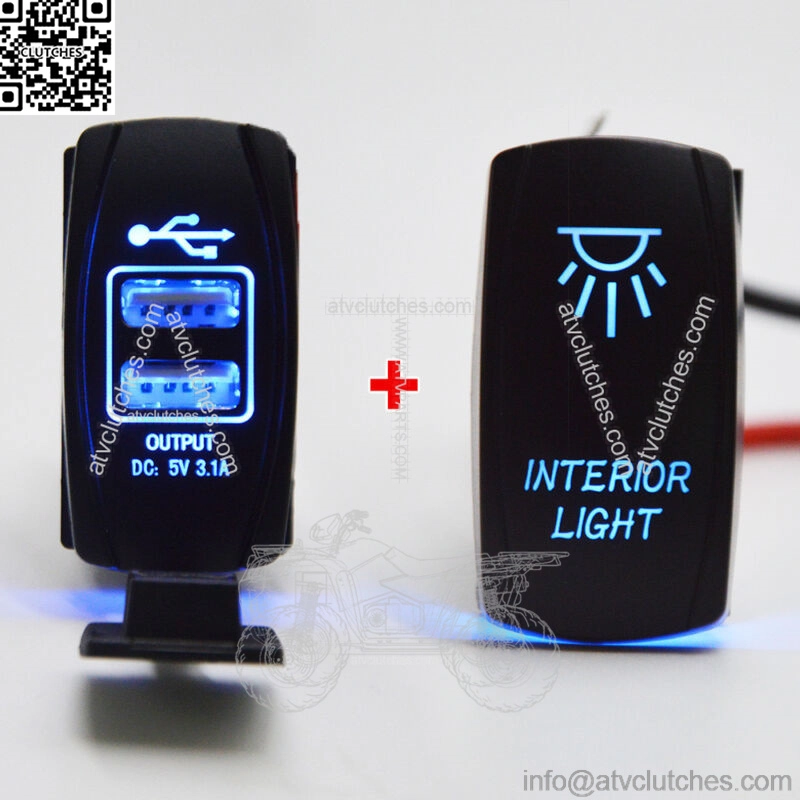 OUTPUT 5V 3.1A USB Power Charger+"INTERIOR LIGHT" UTV Dash Rocker Toggle Switch (For: More than one vehicle)