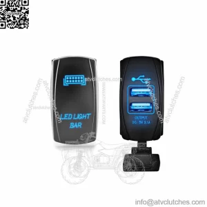 2pcs Rocker Switch (LED Light Bar + USB Power Charger) 5 Pin For Car ATV UTV (For: More than one vehicle)