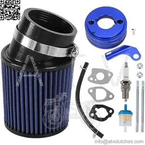 Predator 212cc Upgraded Airfilter adapter Intake Spark Plug Kit performance Replacement parts fit for 212cc 196cc carburetor 6.5HP Coleman Powersports CT200U-EX KT196 Mini Bike and Go Kart Blue