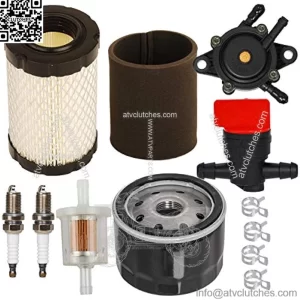 Air Filter Pre Filter Oil Fuel Filter Line Fuel Pump Spark Plug Shut Off Valve Tune Up kit Compatible with John Deere L105 LA145 D160 Z235 Z255 Replacement for MIU14395 AM125424 MIU13963