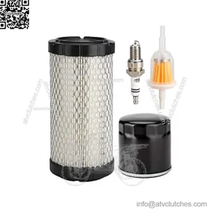 Golf Cart Tune Up Kit for EZGO RXV 2008-up & EZGO TXT 2010-up Gas Carts w/ 4 Cycle Kawasaki Motor, Air Filter 28463-G01, Fuel Filter 72084-G01, Oil Filter 607454, Spark Plug 607462