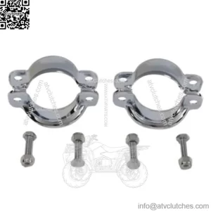 V-Twin Muffler Inlet End Clamp Set Pair Chrome Replica Harley Touring 85-94 (For: Harley-Davidson)