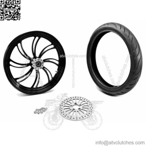 Black Vortex 21" 3.5" Billet Front Wheel Rim BW Tire Package Harley 08+ Custom (For: Harley-Davidson)