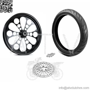 Black Kool Kat 21 3.5 Billet Mag Front Wheel Rim BW Tire Package Harley Single (For: Harley-Davidson)