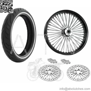 21 3.5 Black 46 Fat King Spoke Wheel Package WW Dual Disc Harley Touring 2008+ (For: Harley-Davidson)
