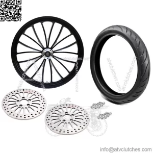 Ultima Manhattan Black 23 x 3.5 Front Wheel Rim BW Tire DD Package Harley 2008+ (For: Harley-Davidson)