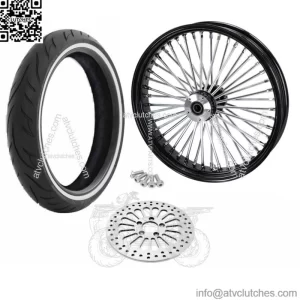 21 3.5 Black 46 Fat King Spoke Front Wheel Rim Package WW Single Disc 08+ Harley (For: Harley-Davidson)