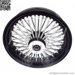 16 x 3.5 48 Fat King Spoke Front Wheel Black Rim Dual Disc Harley Touring Bagger (For: Harley-Davidson)