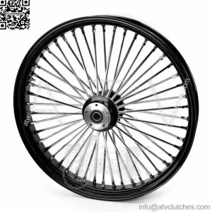 30" x 4" 48 Fat King Spoke Front Wheel Black Rim Dual Disc Harley Touring Custom (For: Harley-Davidson)