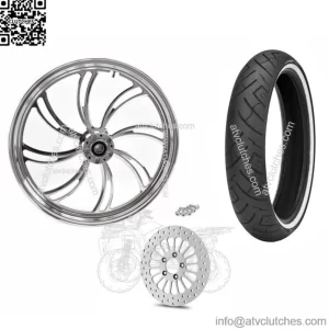 Polished Billet 21 3.5 Vortex Front Wheel SD Rim Tire Package WW Harley Touring (For: Harley-Davidson)