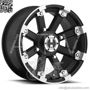 (Set of 4) Vision 393 Lockout 12x8 4x156 -Black/Machined Wheels Rims 12" Inch (For: Polaris)