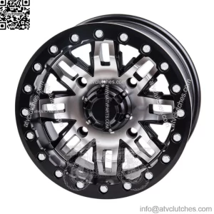Tusk Teton Beadlock Wheel 15x10 5.0 + 5.0 Machined/Black 4/156 Lug Pattern (For: Polaris)