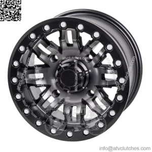 Tusk Teton Beadlock Wheel 15x10 5.0 + 5.0 Gun Metal/Black 4/156 Lug Pattern (For: Polaris)