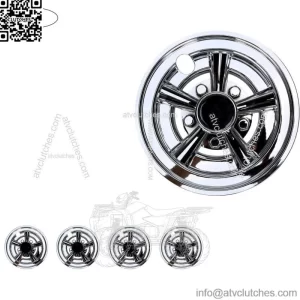 Chrome Golf Cart Hub Caps 8 inch Wheel Covers for EZGO Club Car Yamaha, 4PCS