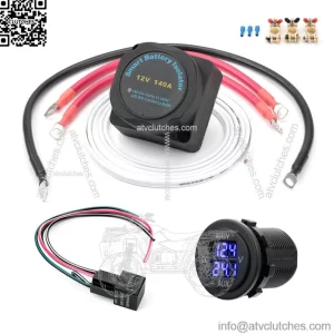 Dual Battery Isolator Connect & Monitor Kit w/ VSR Harness for ATV UTV Boats RV