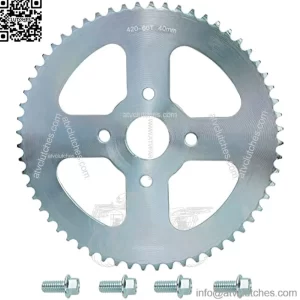 #40 41 420 Chain 60T Mini Bike Rear Drive Sprocket 40mm Bore for Coleman CT200U BT200X CT200U-EX Baja Warrior Heat Massimo MB165 MB200 196cc 200cc 6.5hp Powersports Mini Bike Silver Parts