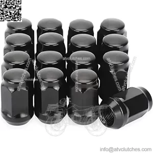 Golf Cart Chrome Wheel Lug Nut, 1/2-20 Size for EZGO & Club Car (16 Pack Black Closed End Lug Nuts)