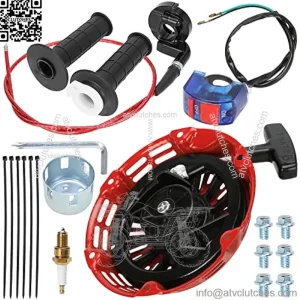 Recoil Pull Starter 7/8 Twist Throttle Accelerator Handle Assembly for Predator 196cc 212cc 6.5hp Coleman CT200U CT200U-EX BT200X Baja Warrior Heat Massimo Trailmaster MB200 MB165 Mini Bike