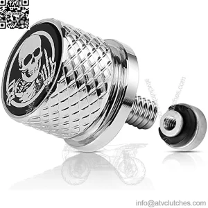Chrome Stainless Knurled Fender Rear Seat Bolts Screw and Nut Kit 1/4"-20 Thread Quick Mount Skull Pattern Compatible with Harley Davidson Touring Softail Dyna Sportster CVO Fatbob 1996-2023