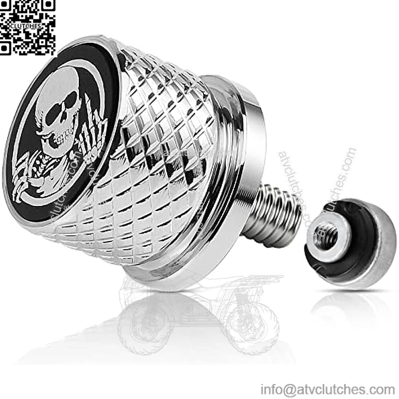 Chrome Stainless Knurled Fender Rear Seat Bolts Screw and Nut Kit 1/4"-20 Thread Quick Mount Skull Pattern Compatible with Harley Davidson Touring Softail Dyna Sportster CVO Fatbob 1996-2023