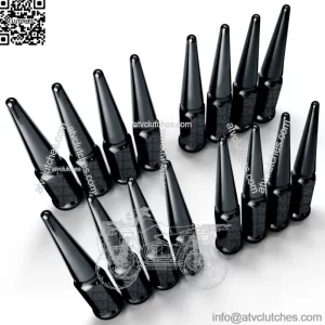 16pc Black 12x1.25mm Spike Lug Nuts Fits Kawasaki Teryx 4 Mule 4000 3000 2500