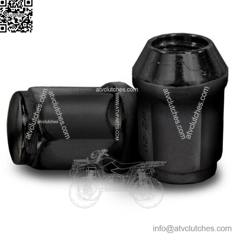 Full Set of 16 Golf Cart Flat Black Acorn Lug Nuts 1/2-20 - Club Car, EZGO
