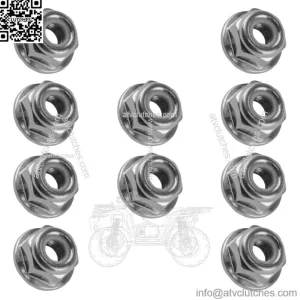 10x Flanged Nylok Nut For Polaris 7542153 1/4-20 (For: Polaris Sportsman 570)